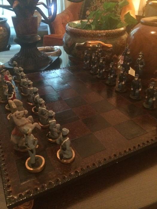      The North vs The South chess set