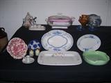 china, roseville, covered staffordshire inkwell