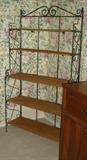 Folding wicker & metal baker's rack