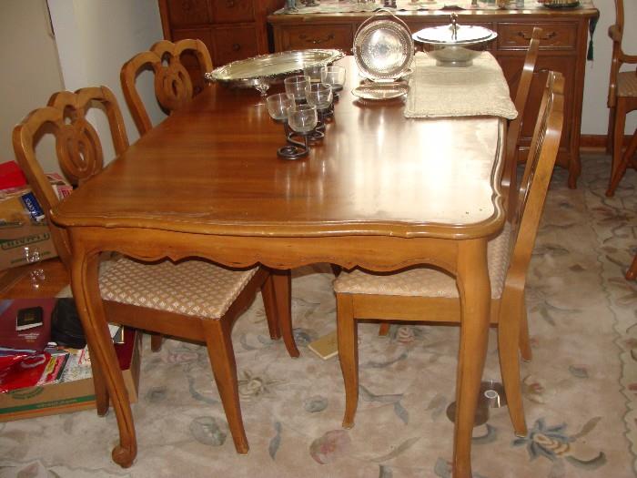Cabriole leg Dining Table with 6 matching chairs,  and china cabinet 