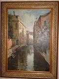 Oil on Canvas Canal Scene