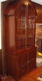Baker Historic Charleston Mahogany Pair of Bonnet Top Display Cabinets