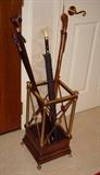 Brass and Wood Umbrella/ Walking Stick Holder