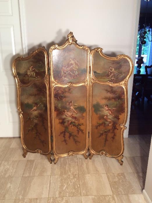 French Victorian hand-painted screen /room divider $1200 SOLD 