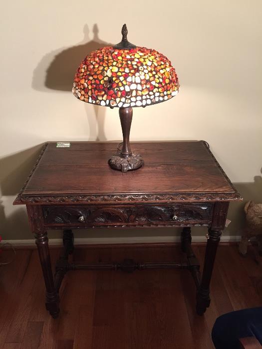 Awesome lamp $ 800. 
Ornate table with drawer built in great Britain in 1810 $650 