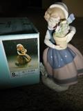 Lladro Retired Girl holding flower pot.Box