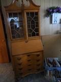 Vintage Maple Secretary Top Finales. Pull Down Writing Desk, Cubby Holes, Drawers, 4 Drawer Chest, Original Hardware