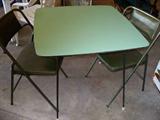 Mid century green folding table with 2 chairs...nice!