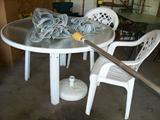 Patio table with umbrella & weighted base