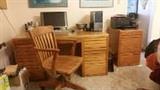 Oak Desk with matchng legal file cabinet and antique Solid Oak Office Chair