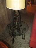 two side tables, two matching lamps
