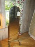 Standing brass mirror