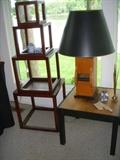 One of the two table lamps (and lamp tables).  Lamp is made from an old organ pipe.  Also shown are nesting/stacking tables (set of 4)