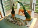 Murano style bird figurines, and modern console bowl