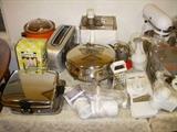 Assorted small kitchen appliances including KitchenAid mixer