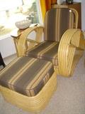 Paul Frankl style "Pretzel" chair and ottoman