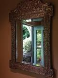 Silver framed,  beveled mirror
