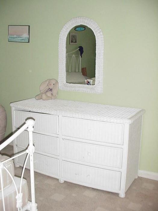 Wicker dresser and mirror