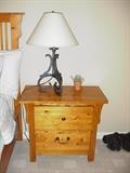 Pine bedside tables(two of these) and lamps