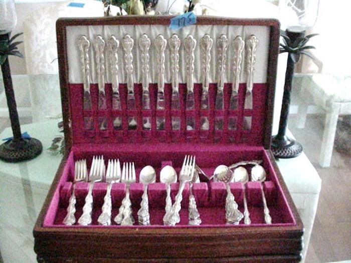 International Silver Co. set of flatware, 12 place settings + serving pieces + case