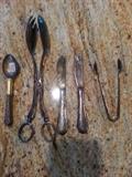 Set of 6 Sheffield plate spoons and various silverplate pieces