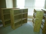 4 unpainted book shelves