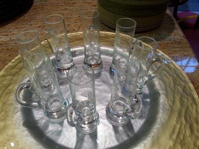 Etched glass cordial set
