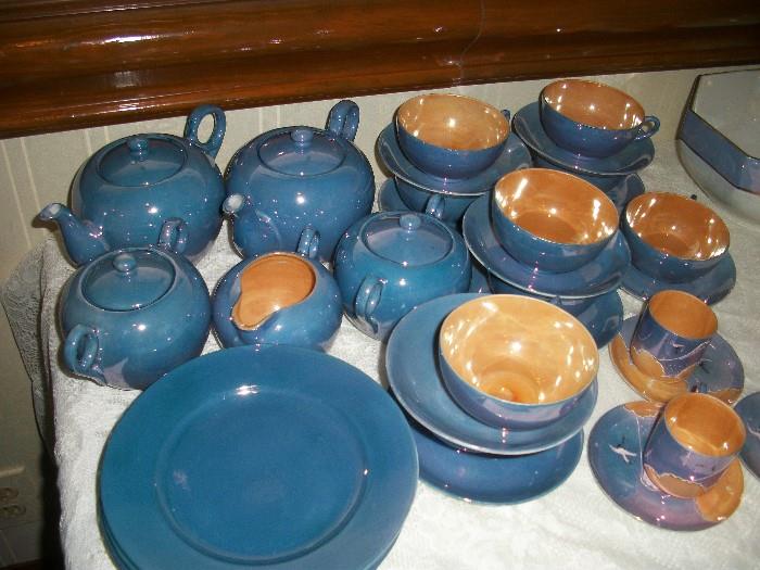 Huge set of Vintage Blue Lusterware Tea and Coffee Service