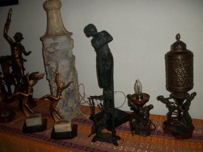 Art Deco lamps and figurines