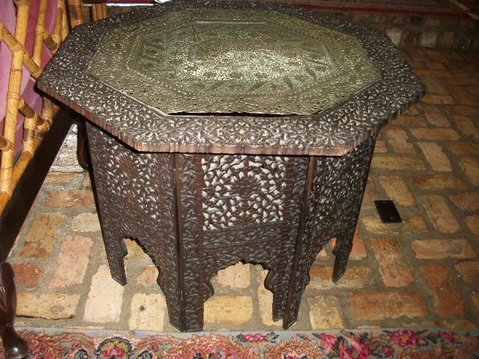 ancient Moroccan highly decorative table (one of several) 