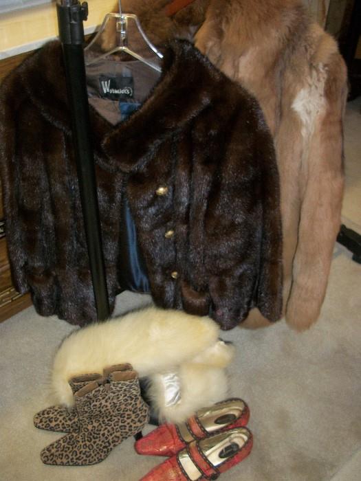 two more vintage short mink jackets and notice the designer shoes--we have lots of those!