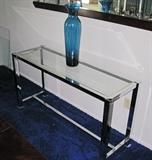 Chrome and glass side table (matches shelving units)