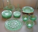 Green Tiara Sandwich Glass pieces