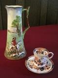 Royal Doulton hunting scenes pitcher and "Freda" cup & saucer