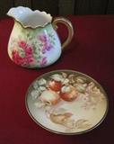 Hand painted Bavarian pitcher and plate