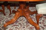  Beautiful John Widdicomb mahogany Duncan Phyfe DR table with 3 lg. leaves & pads & 8 Queen Anne mint condition chairs (2 arm)