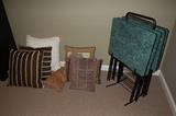 Pillows and snack tables