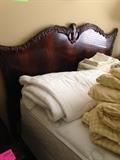 1940's mahogany Chippendale double bed headboard and great box spring and mattress,  dresser and mirror