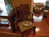 Great Oak wood Mission Style Table with 2 leafs, 4 side chairs and two arm chairs