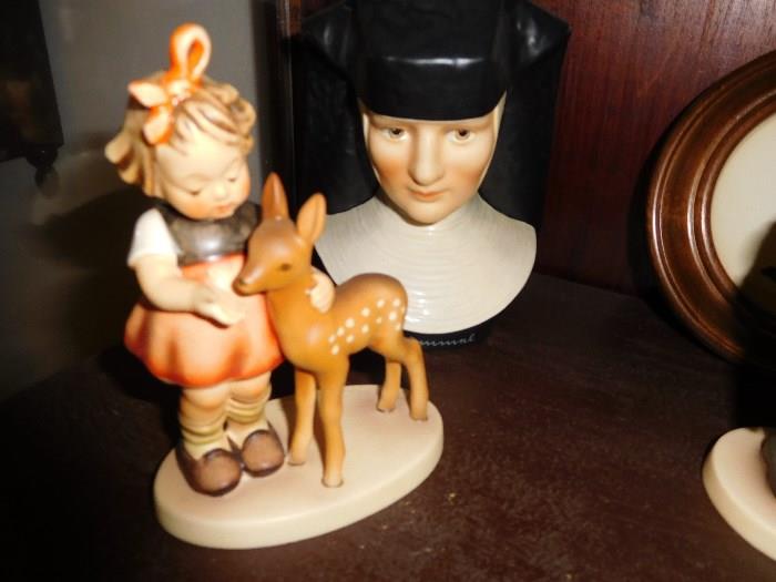 Hummel nun and girl with fawn