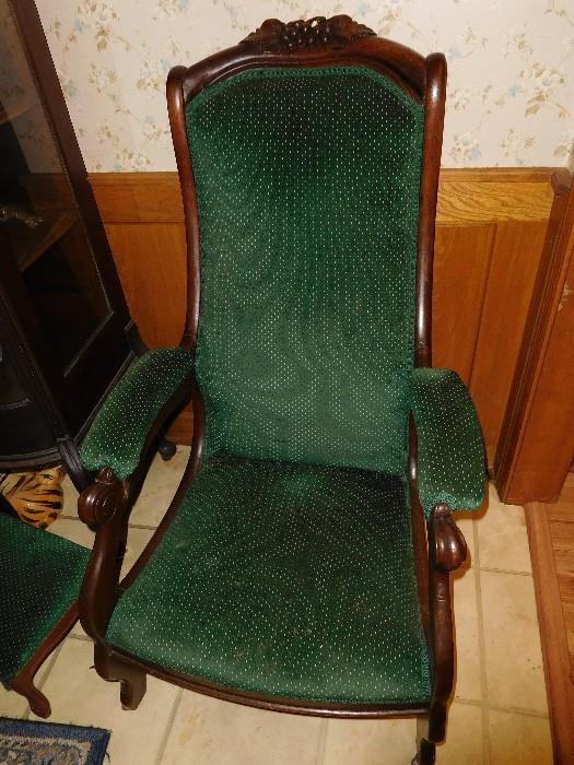 Victorian chair that has been re-upholstered.