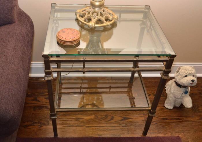 Contemporary Metal and Glass End Tables