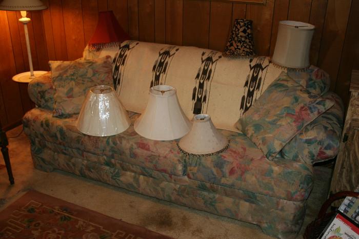 Floral sofa, new lampshades