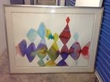 Large modern watercolor by listed artist Alice Baber.