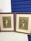 Pair of Erte gold background costume designs