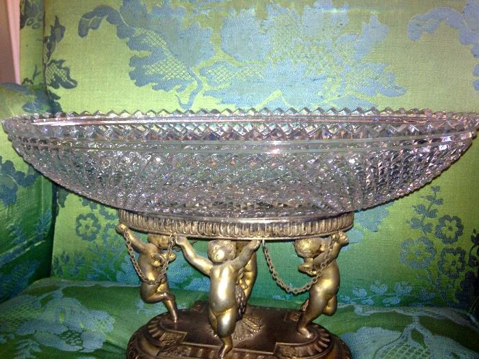Antique Pairpoint silver plated and cut glass bowl