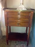 Many Period French antiques, Here a nice walnut side table