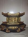 Lacquered and gilt Buddha shrine with lid.