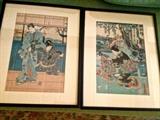 Pair Japanese woodblock prints 1835