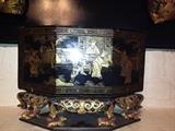 Chinese wood carved and lacquered covered pedestal